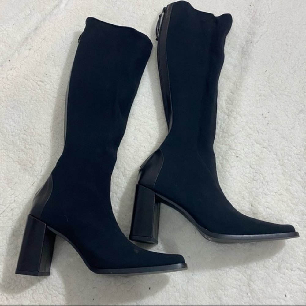 Donald J Pliner black knee high heeled boots shoes